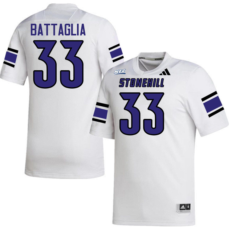 Stonehill Skyhawks #33 Charles Battaglia College Football Jerseys,Uniforms Stitched-White